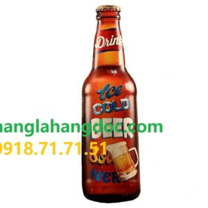 Chai bia sắt cao 45cm trang trí độc đáo cho tường quán beer, bar club