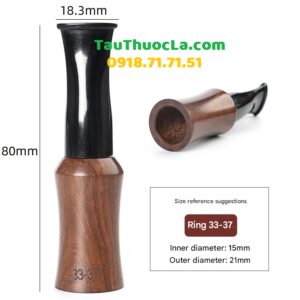 Đầu tẩu hút xì gà gỗ mun CIG-3, cho cỡ ring 33-37