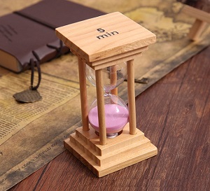 Đồng hồ cát gỗ & thủy tinh 5 phút VB5, cỡ lớn (11x6cm)
