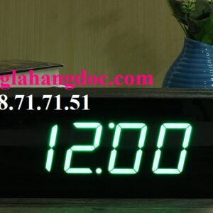 Đồng hồ cục gỗ Zhangjin hình chữ nhật (cỡ đại) led xanh lá/dương