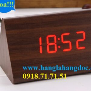 Đồng hồ cục gỗ Zhangjin hình tam giác (cỡ nhỏ) LED Đỏ/ Xanh