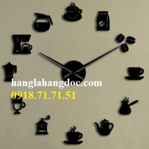 Đồng hồ dán tường cỡ đại (150x150cm) chủ đề cafe độc đáo v19