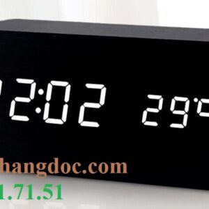 Đồng hồ gỗ Zhangjin để bàn hình chữ nhật (cỡ trung) LED trắng