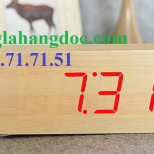Đồng hồ gỗ để bàn led đỏ hình chữ nhật (cỡ đại) Zhangjin