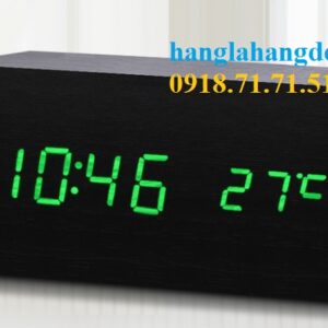Đồng hồ led cục gỗ Zhangjin hình chữ nhật (cỡ trung) LED đỏ/ xanh