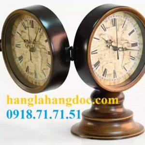 Đồng hồ sắt 2 mặt để quầy lễ tân khách sạn, spa, văn phòng cao cấp