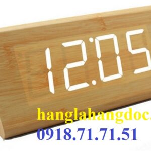 Đồng hồ tam giác gỗ lớn, chữ số led trắng cực đại hiệu Zhangjin
