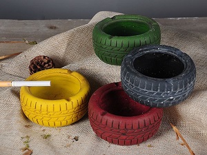 Gạt tàn đất sét nung hình bánh xe độc đáo, cỡ đại (6×15.5cm)