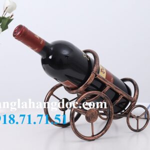 Giá để rượu vang khẩu đại bác xe 4 bánh bằng sắt rèn