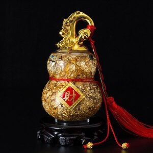 Hồ lô phong thủy vàng lá 14cm thu hút vượng khí