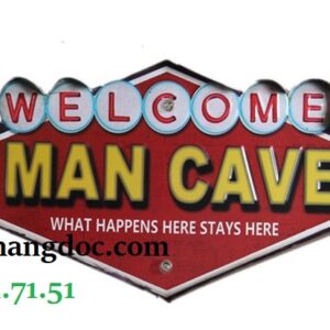 Hộp đèn “Welcome to Man Cave” trang trí tường quán bar retro vintage