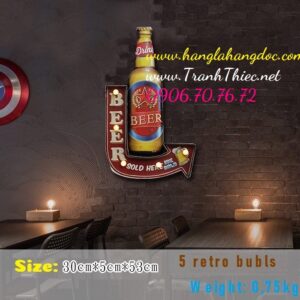 Hộp đèn chai bia 5 led vàng trang trí retro vintage quán bar, beer club