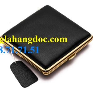 Hộp đựng thuốc lá inox bọc da bò thực thụ Guipai 8018 cao cấp
