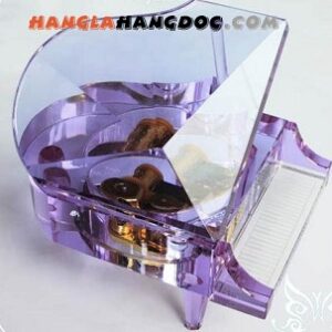 Hộp nhạc piano pha lê màu hồng tím (loại lớn)