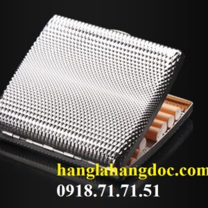 Hộp thuốc lá 20 điếu inox 430 mạ crom hoa văn KC2-13 gợn sóng