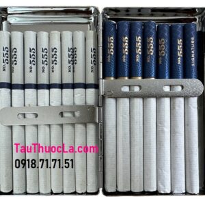 Hộp thuốc lá DH-8814 kim loại đựng 14 điếu 555 Anh/ Signature