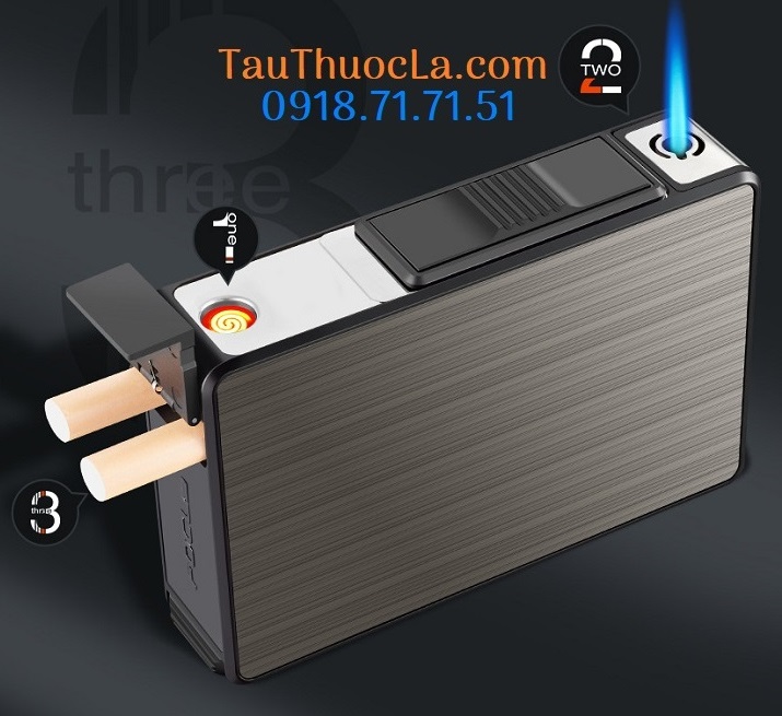 Hộp thuốc lá YH-101 tích hợp cả bật lửa điện và gas