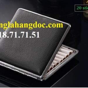 Hộp thuốc lá để 20 điếu lớn khung thép phủ da bò Double Gun DG-20