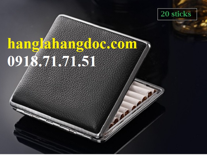 Hộp thuốc lá để 20 điếu lớn khung thép phủ da bò Double Gun DG-20