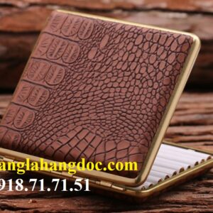 Hộp thuốc lá inox khung đồng bọc da cá sấu cao cấp KC-8-28S