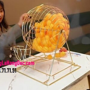 Lồng cầu quay lô tô xổ số kim loại 49cm khổng lồ 50 bóng đánh số