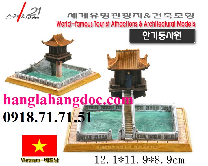 Mô hình 3D nhựa thông thu nhỏ trang trí chùa Một Cột, Việt Nam
