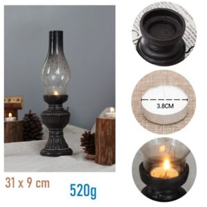 Mô hình cây đèn dầu đốt nến 31cm trang trí retro vintage