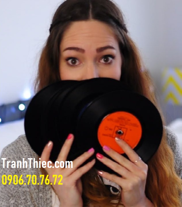 Mô hình đĩa than vinyl 10,5cm decor retro vintage