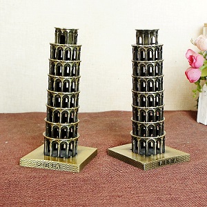 Mô hình tháp nghiêng Pisa bằng kim loại cao 16cm