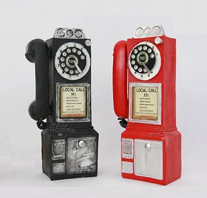 Mô hình trụ điện thoại cổ quay số vintage decor Local Call WaTel-T8