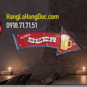 Mũi tên hộp đèn Ice Cold Beer on Tap trang trí tường retro vintage chuyên quán bar