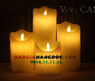 Nến điện tử dạng sáp chảy, ngọn lửa lắc lư, cao 15 cm, đường kính 7.5cm