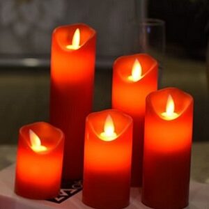 Nến điện tử sáp đỏ, lắc lư, cao 12cm, đường kính 5cm