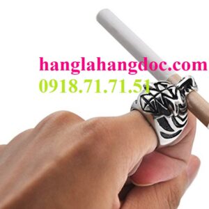 Nhẫn đầu sư tử hợp kim hút thuốc lá điếu rãnh tay