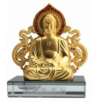 Phật Tổ Như Lai tọa song long tỏa hương trang trí xe hơi