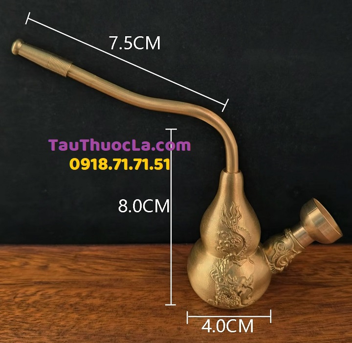 Tẩu đồng hồ lô lọc nước 2 in 1 (điếu và sợi) HR-26 khắc rồng