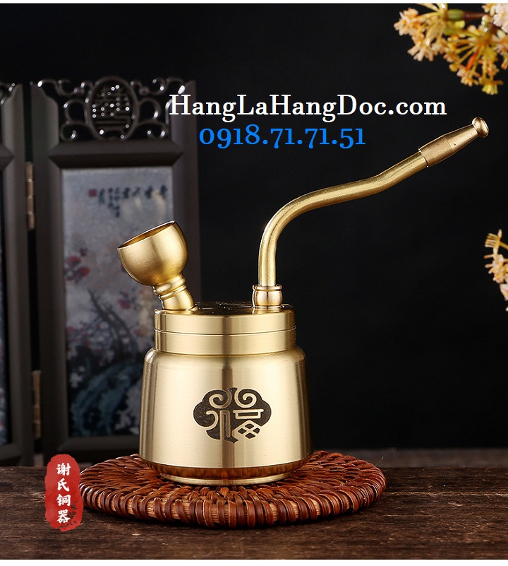 Tẩu đồng lọc nước CB-680 cho thuốc lá sợi và 3 cỡ điếu