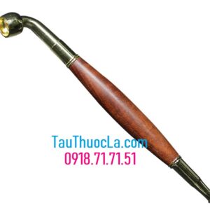 Tẩu gỗ & kim loại AY 0019, hút thuốc lá sợi & điếu 2 in 1 dài 15cm