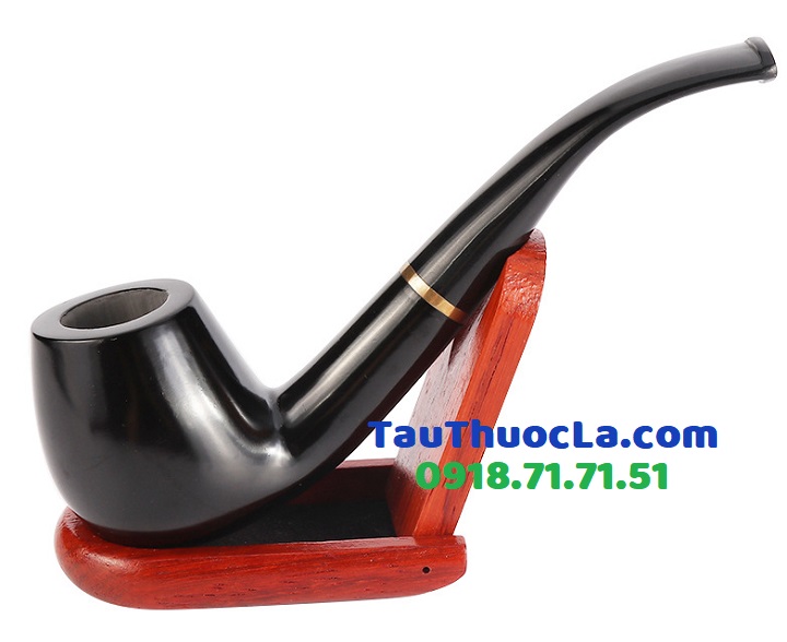 Tẩu gỗ mun đen kiểu cong cổ điển hút thuốc lá sợi MUD-510T