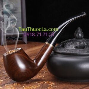 Tẩu gỗ mun trơn MU-508T hút thuốc lá sợi