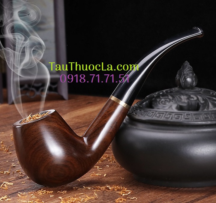 Tẩu gỗ mun trơn MU-508T hút thuốc lá sợi