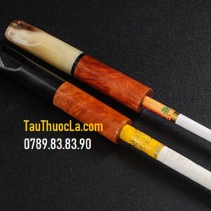 Tẩu lọc DL-827a than hoạt tính gỗ thạch nam + yak (điếu lớn & nhỏ)