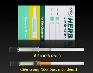 Tẩu lọc Nhật Bản Herb 2 in 1, cho điếu nhỏ (esse) – điếu trung (555 bạc silver, mèo demi)