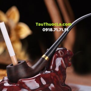 Tẩu mun MU-1925 cán dài hút cả thuốc lá sợi và điếu lớn + esse