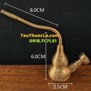 Tẩu nước hồ lô đồng khắc rồng mini HR-24 hút điếu lớn và sợi