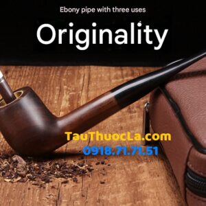 Tẩu pipe MU-300 cán thẳng gỗ mun cối đồng 3 in 1 hút sợi và điếu
