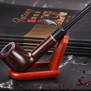 Tẩu pipe gỗ mun cán thẳng MU-519V khoen vàng nam tính