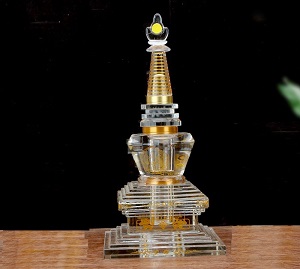 Tháp xá lợi Phật giáo Mật Tông Tây Tạng, bằng thủy tinh cao 24cm