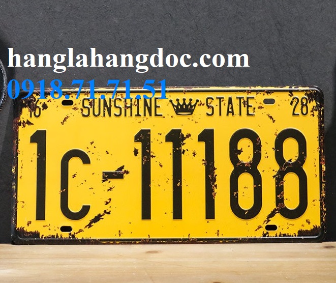 Tranh sắt biển số xe 30×25 trang trí vintage beer club, quán cafe