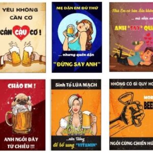 Tranh thiếc retro 20×30 trang trí quán bia, bar club tiếng Việt